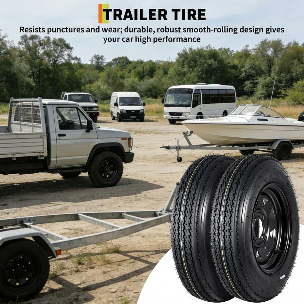 2-Pack 5.30-12 Trailer Tires with Rim, 6-Ply, 1050 LBS Load I9858