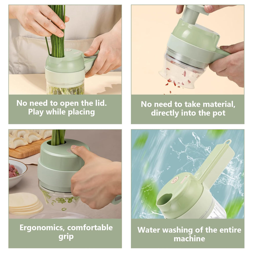Wireless Mini 4 in 1 Electric Vegetable Chopper Rechargeable Food Cutter Z277