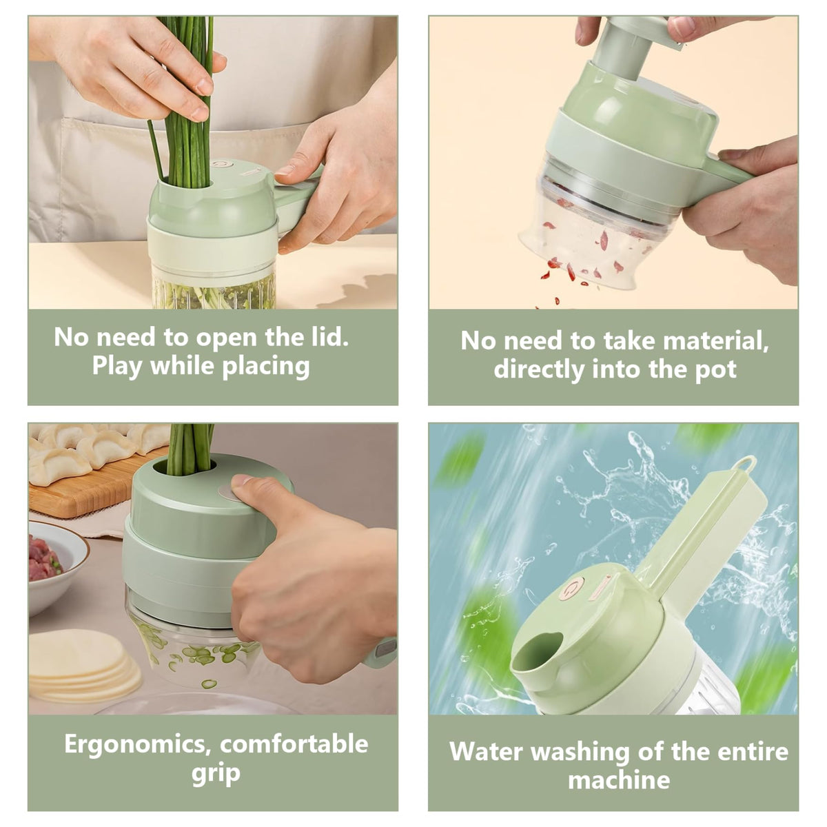Wireless Mini 4 in 1 Electric Vegetable Chopper Rechargeable Food Cutter Z277
