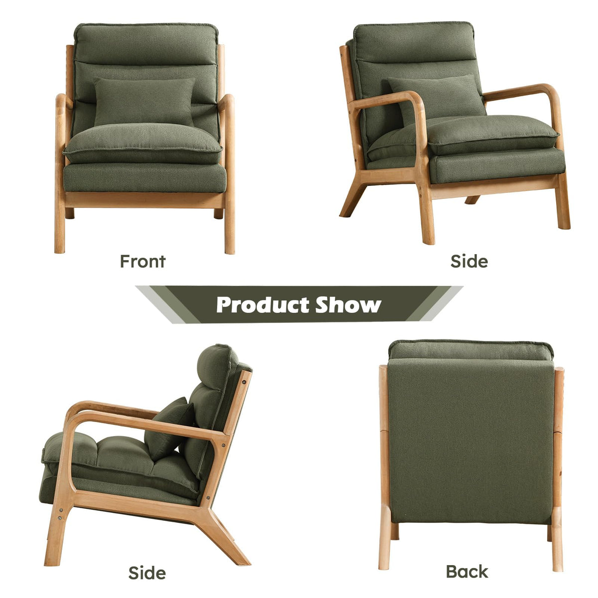 Mid Century Modern Upholstered Accent Chair Set of 2 F46134