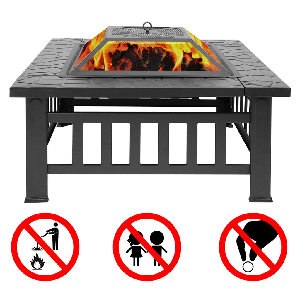 32 Inch Black Metal Wood Burning Fire Pit Q136