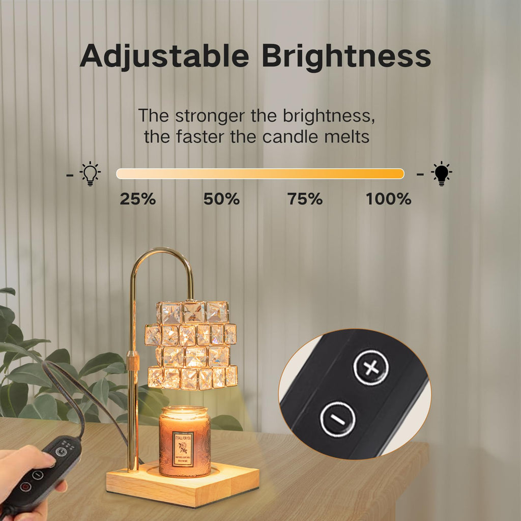 Candle Warmer Lamp with 2 Bulbs, Adjustable Dimmable Amber Glass H4604