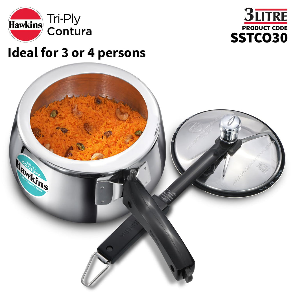 3 Litre Triply Stainless Steel Pressure Cooker C4592