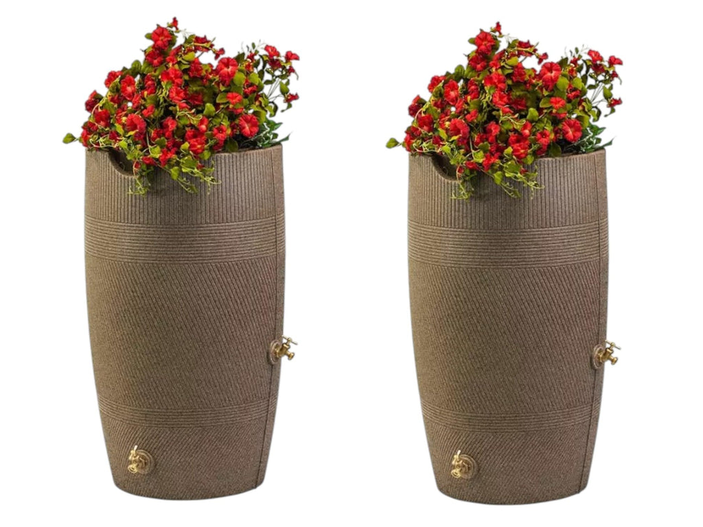 Khaki Granite 50 Gallon Rain Barrel and Planter Top 2 Pack Y307647