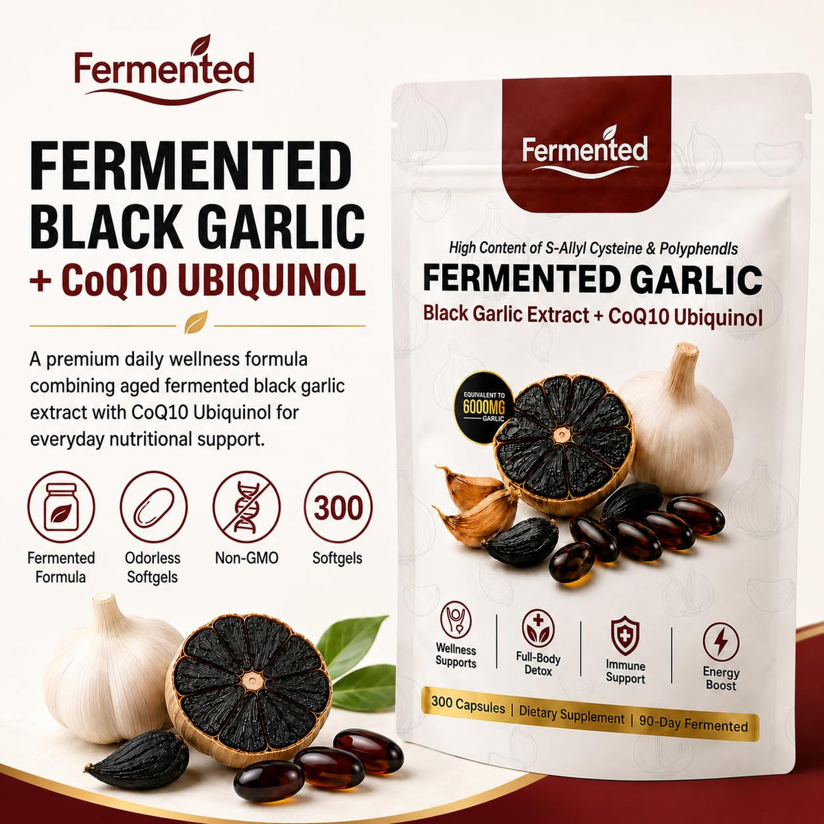 Black Garlic Coq10 Ubiquinol Softgels V95295