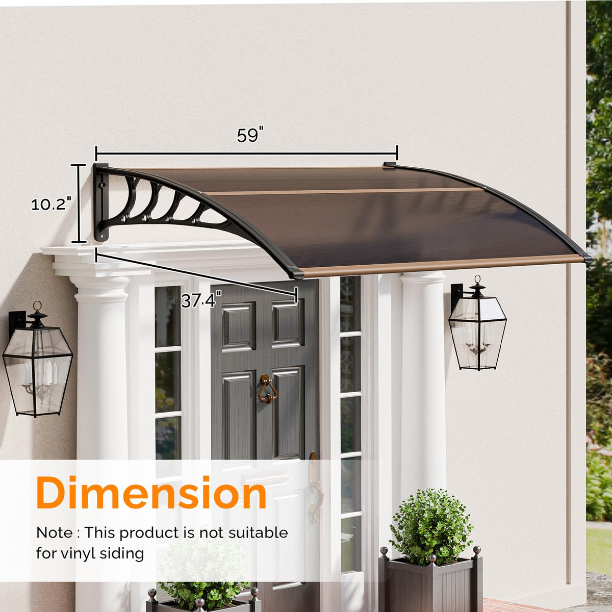 40" x 60" Polycarbonate Door Awning L575