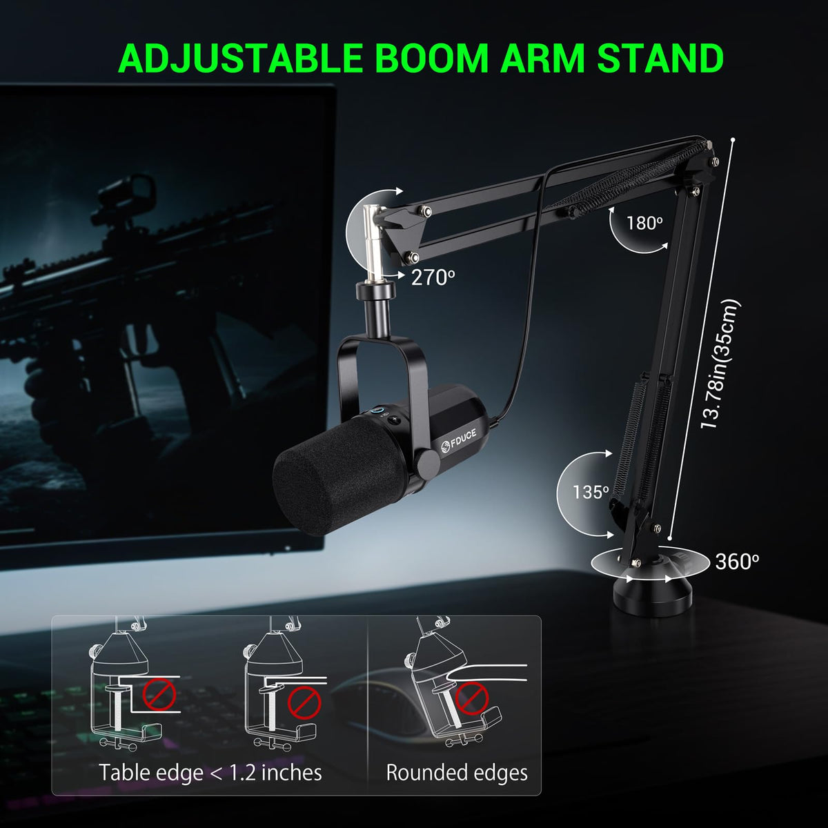 USB/XLR Dynamic Microphone Kit with Boom Arm D7829