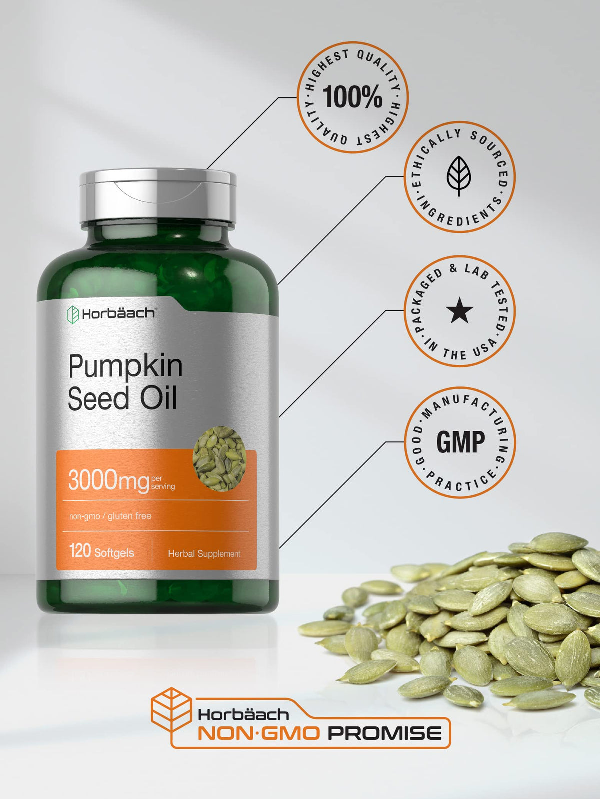 Pumpkin Seed Oil 3000mg 120 Softgel Capsules O3982