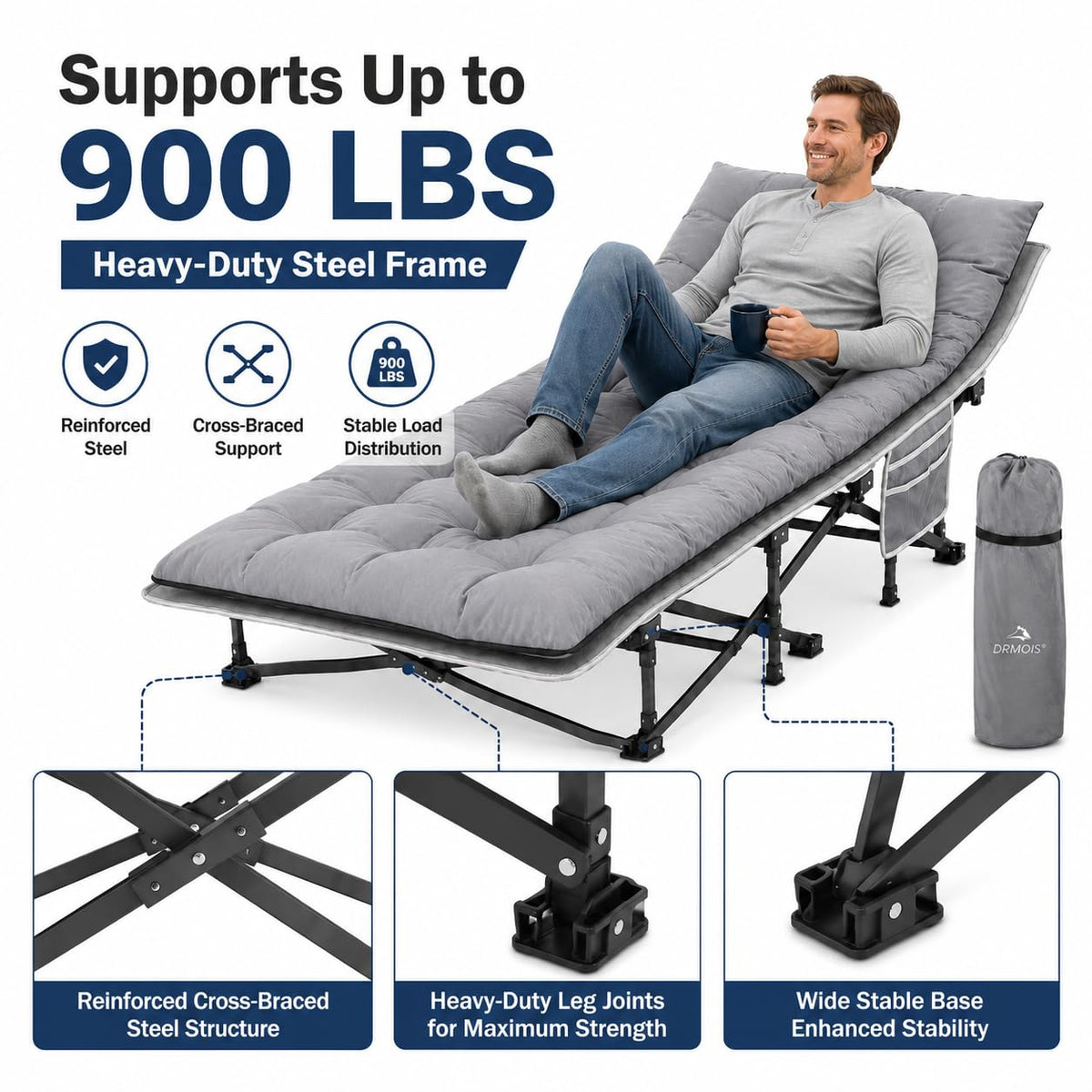 Oversized Portable Foldable Camping Cot with Sleeping Pad W68906