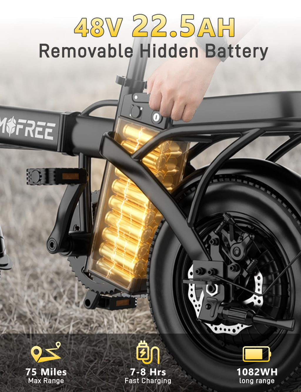 Folding Electric Bike 48V 22.5Ah 750W Fat Tire A294
