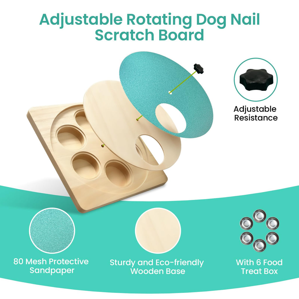Wooden Dog Nail Scratch Board with Treat Box E95828