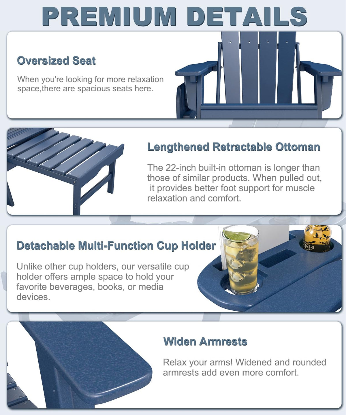 Adjustable Adirondack Chair Set of 2 with Ottoman X7822