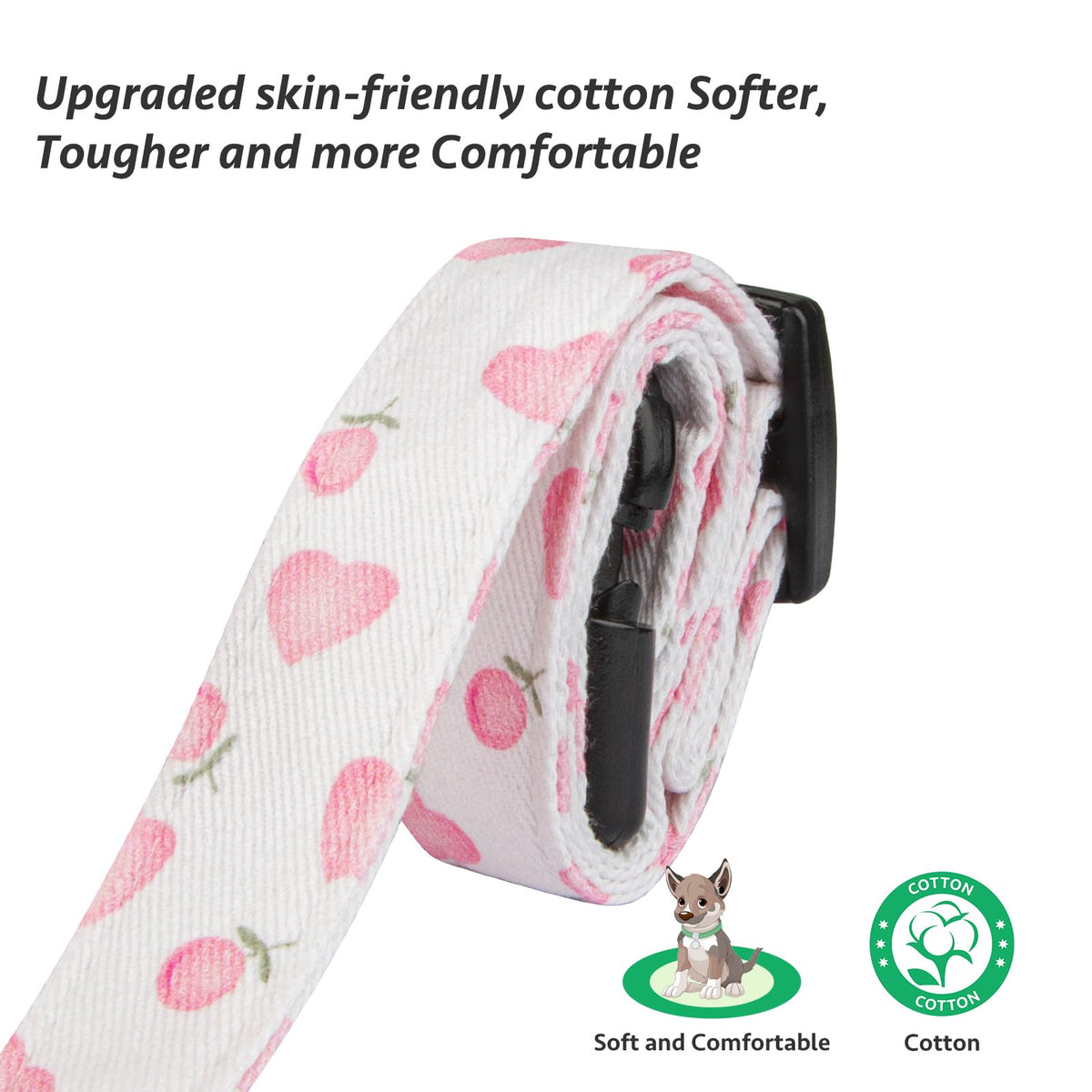 Cotton Dog Collar White and Pink Love Heart with Pendant Z9311
