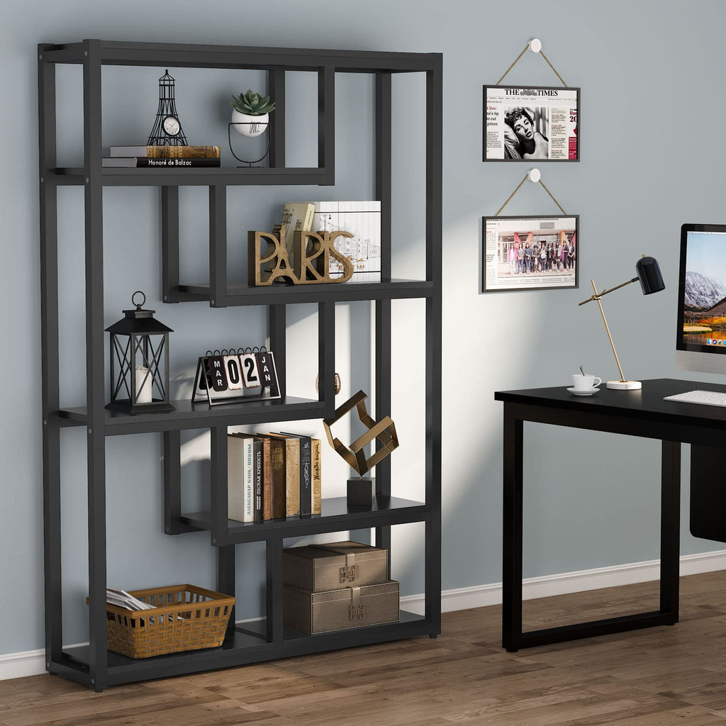 6-Shelf 69 Inch Tall Black Bookshelf O26421