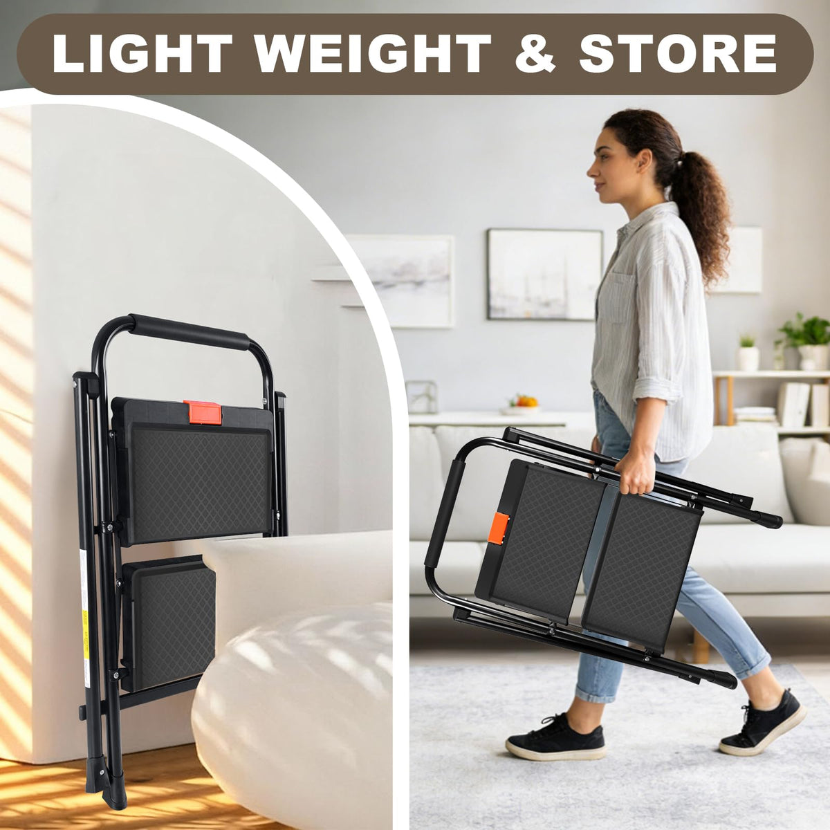 2 Step Steel Ladder with Anti-Slip Pedal N494142