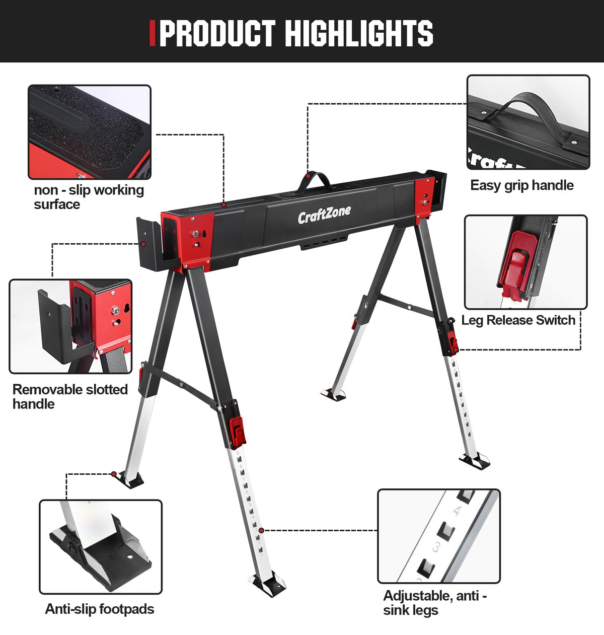 Folding Heavy Duty 2 Pack Saw Horses K7063