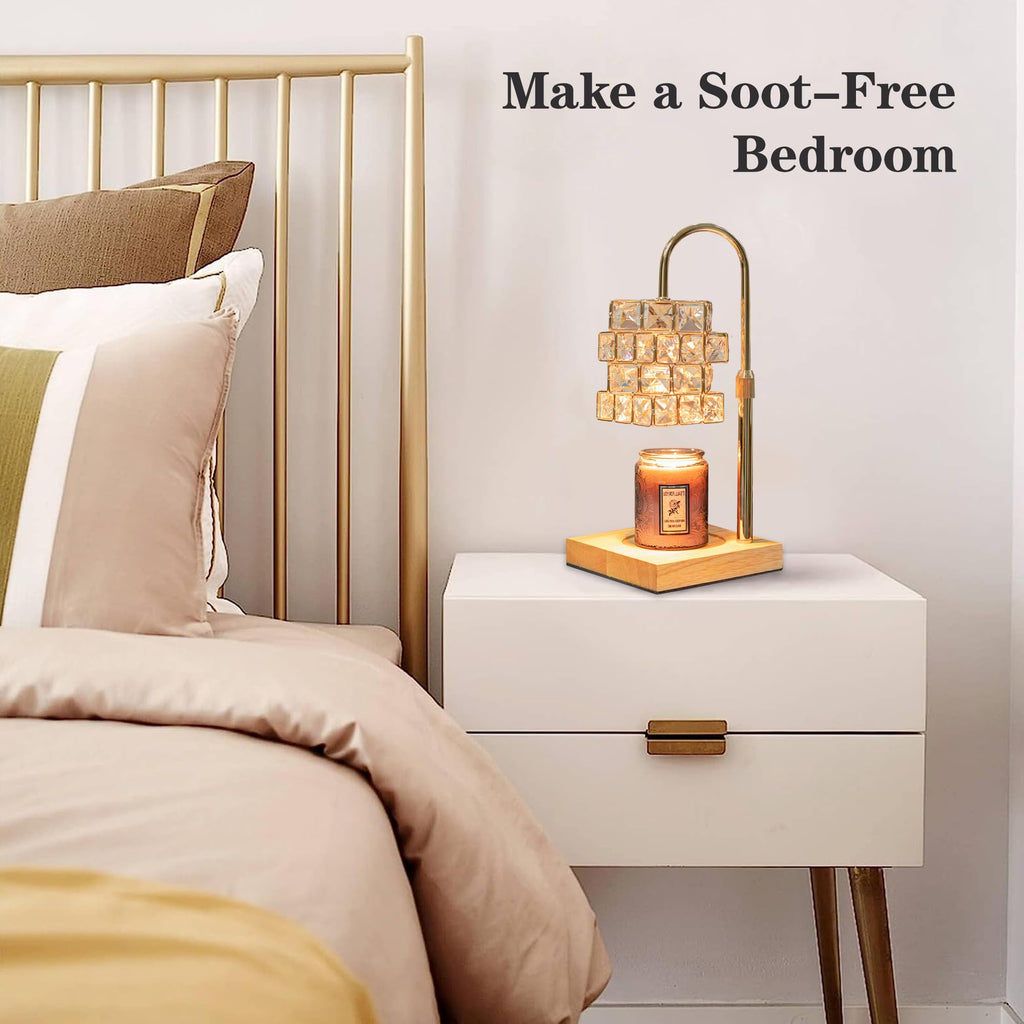 Candle Warmer Lamp with 2 Bulbs, Adjustable Dimmable Amber Glass H4604