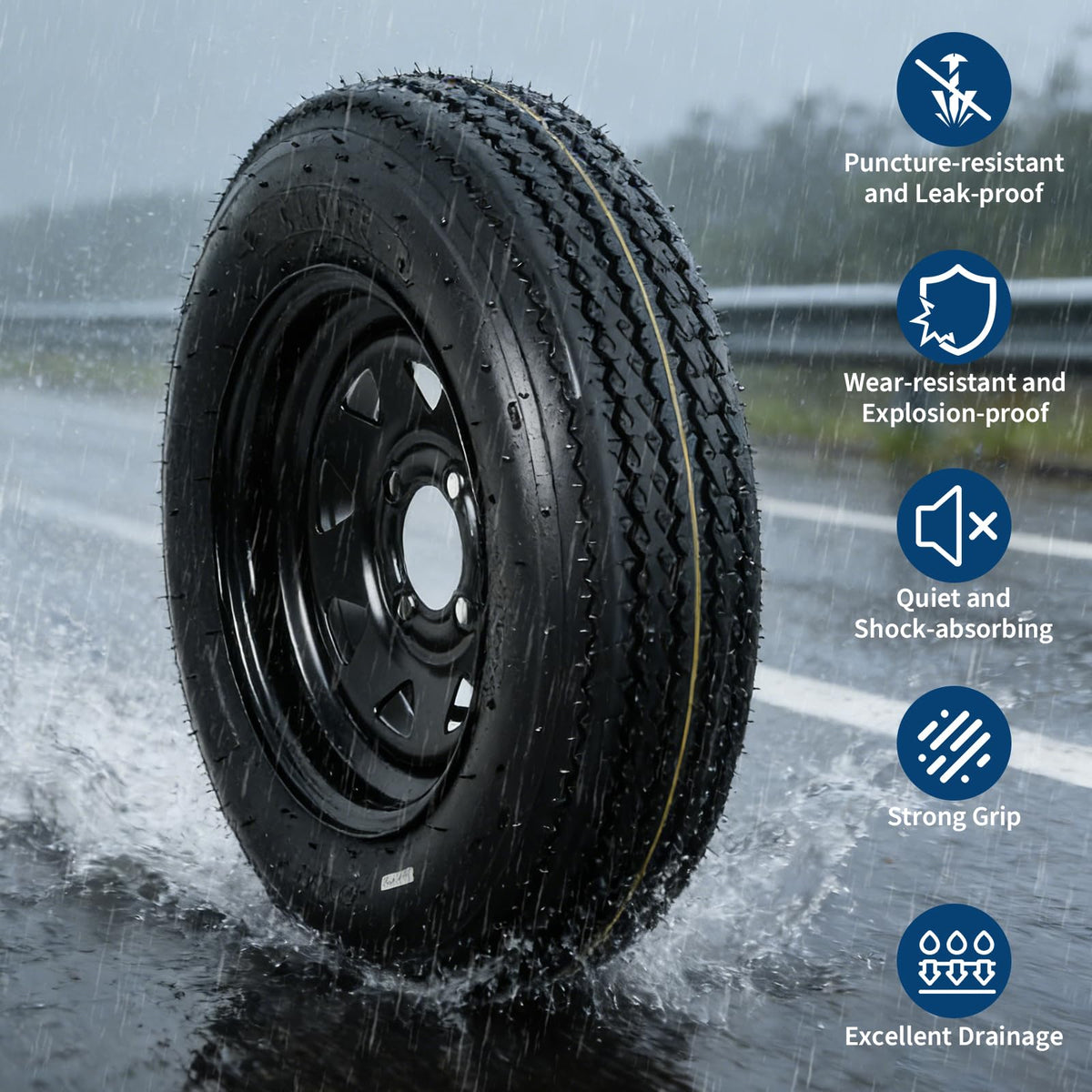 2-Pack 5.30-12 Trailer Tires with Rim, 6-Ply, 1050 LBS Load I9858