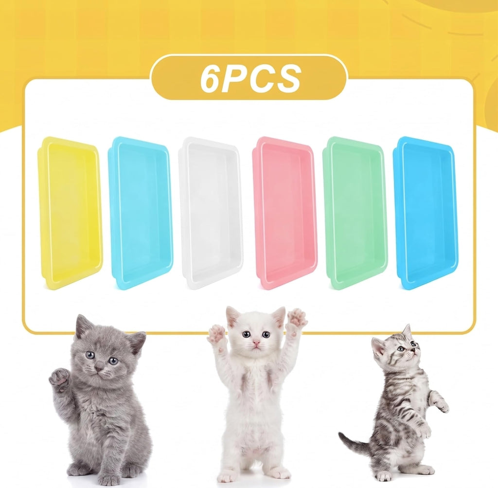 6 Pcs Low Entry Portable Litter Box with Scooper Y5370