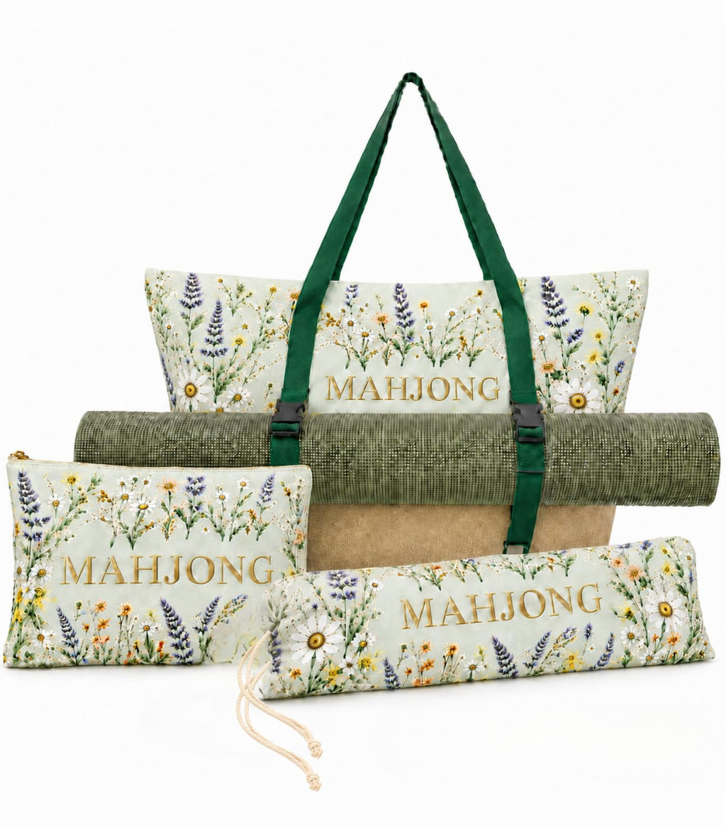 3-Piece Mahjong Bag Set with Mat Holder Straps K8602