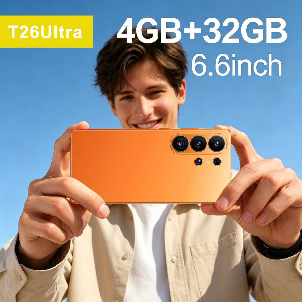 4G Unlocked Smartphone 6.6'' HD Display 4GB+32GB Dual SIM Android 12.0 Black S39380