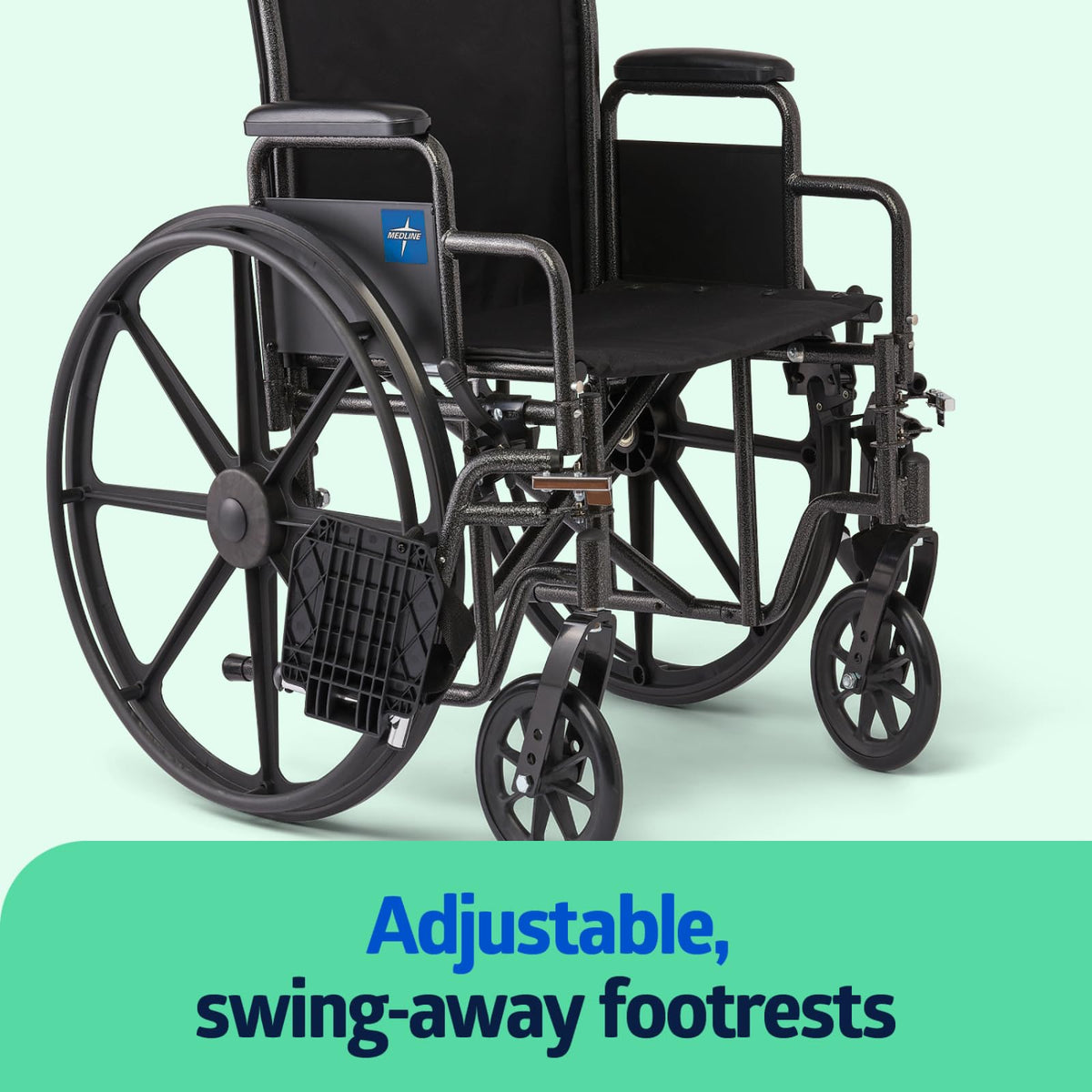 Folding Wheelchair with Swing-Back Desk-Length Arms and Swing-Away Footrests N29612