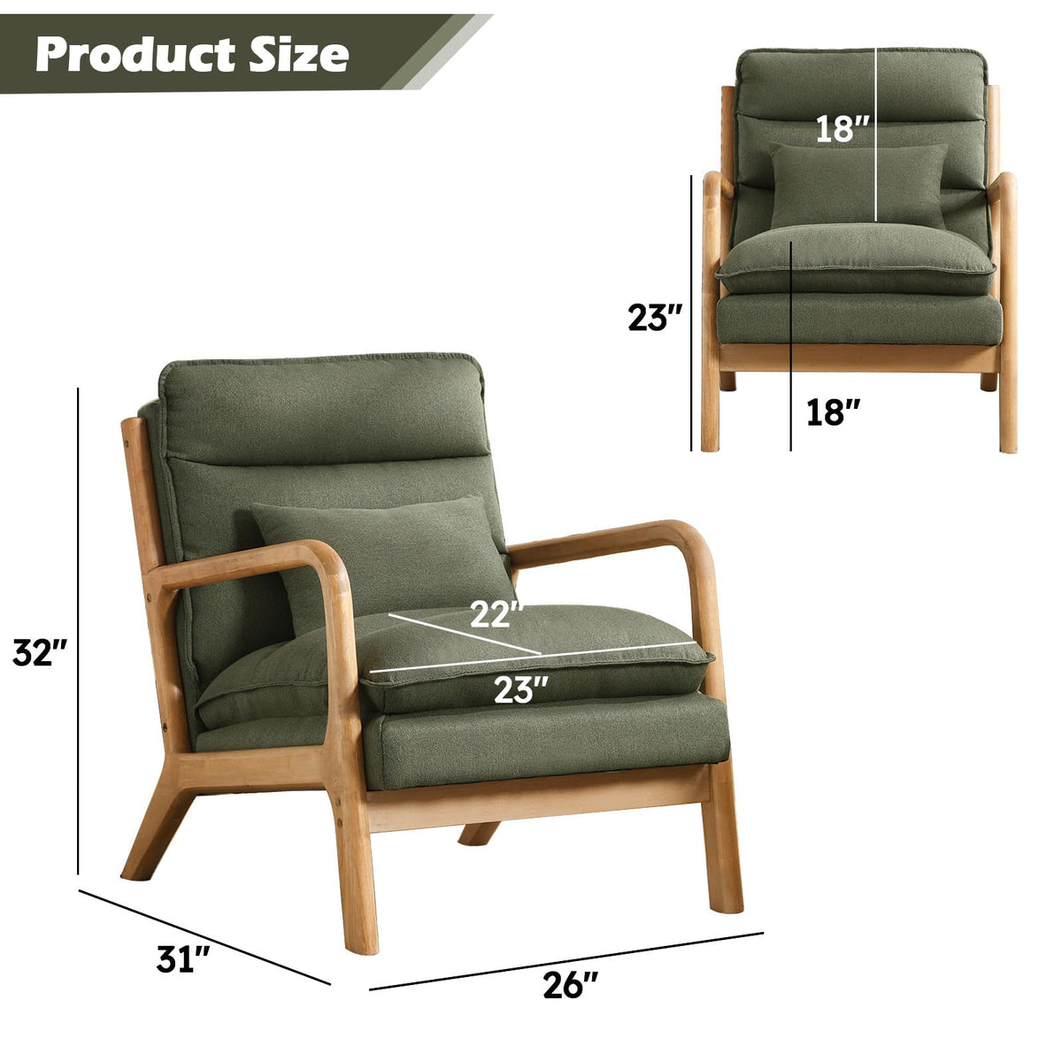 Mid Century Modern Upholstered Accent Chair Set of 2 F46134
