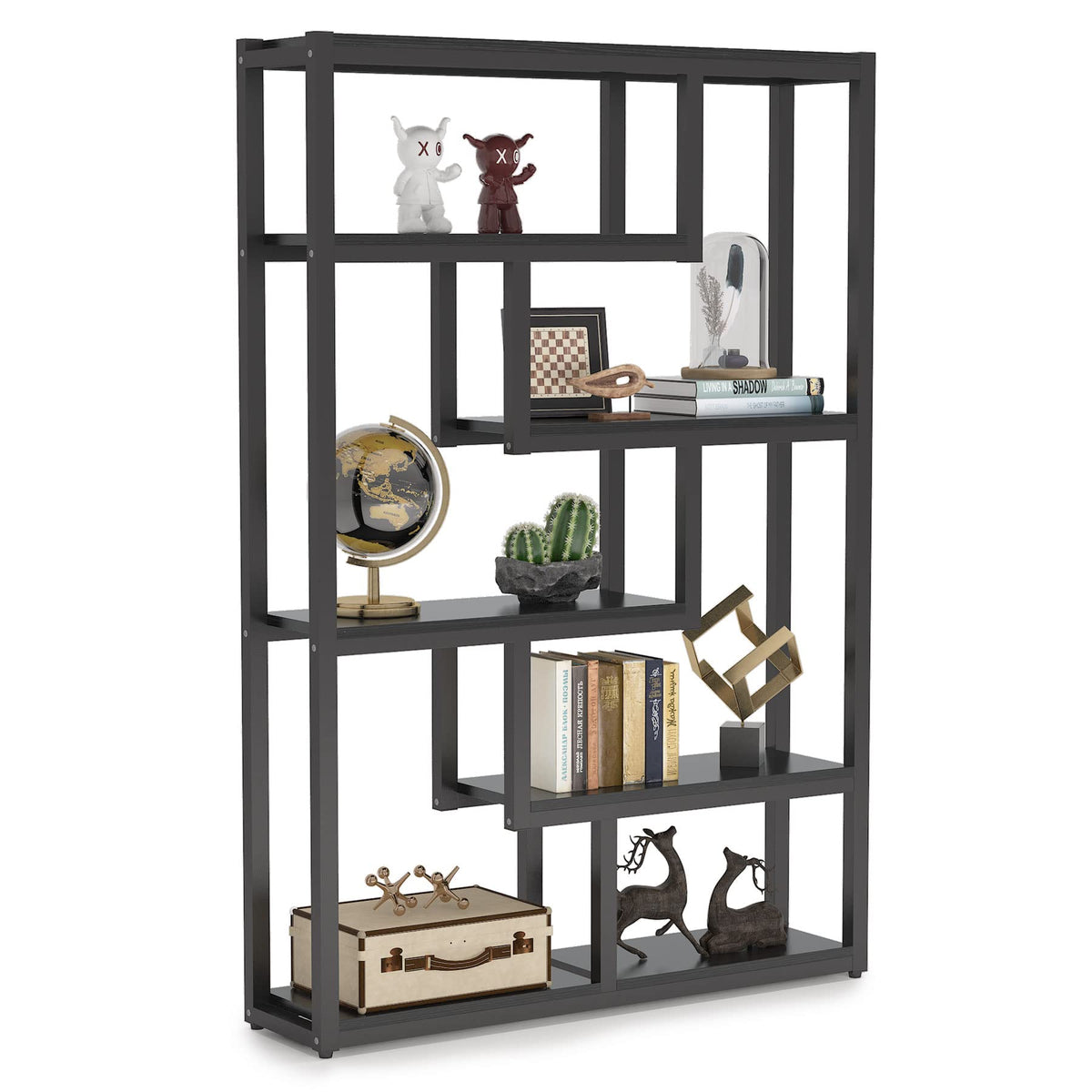 6-Shelf 69 Inch Tall Black Bookshelf O26421