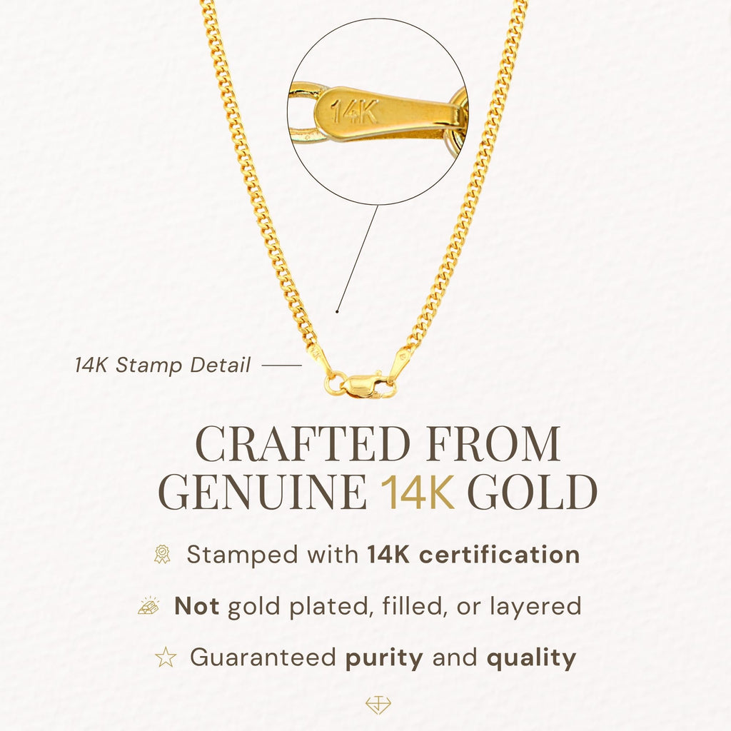 14K Gold Cuban Link Chain Necklace with Lobster Clasp T3857