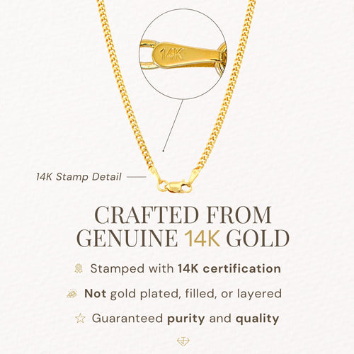 14K Gold Cuban Link Chain Necklace with Lobster Clasp T3857