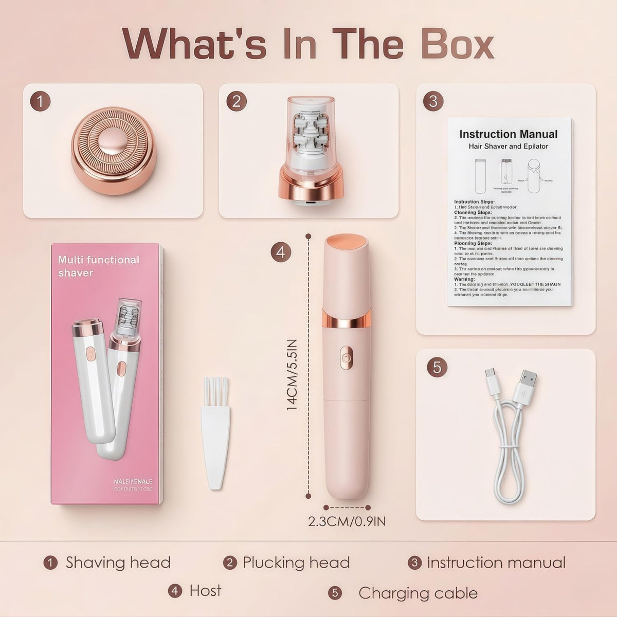 Rechargeable Cordless Electric Facial Epilator V2139