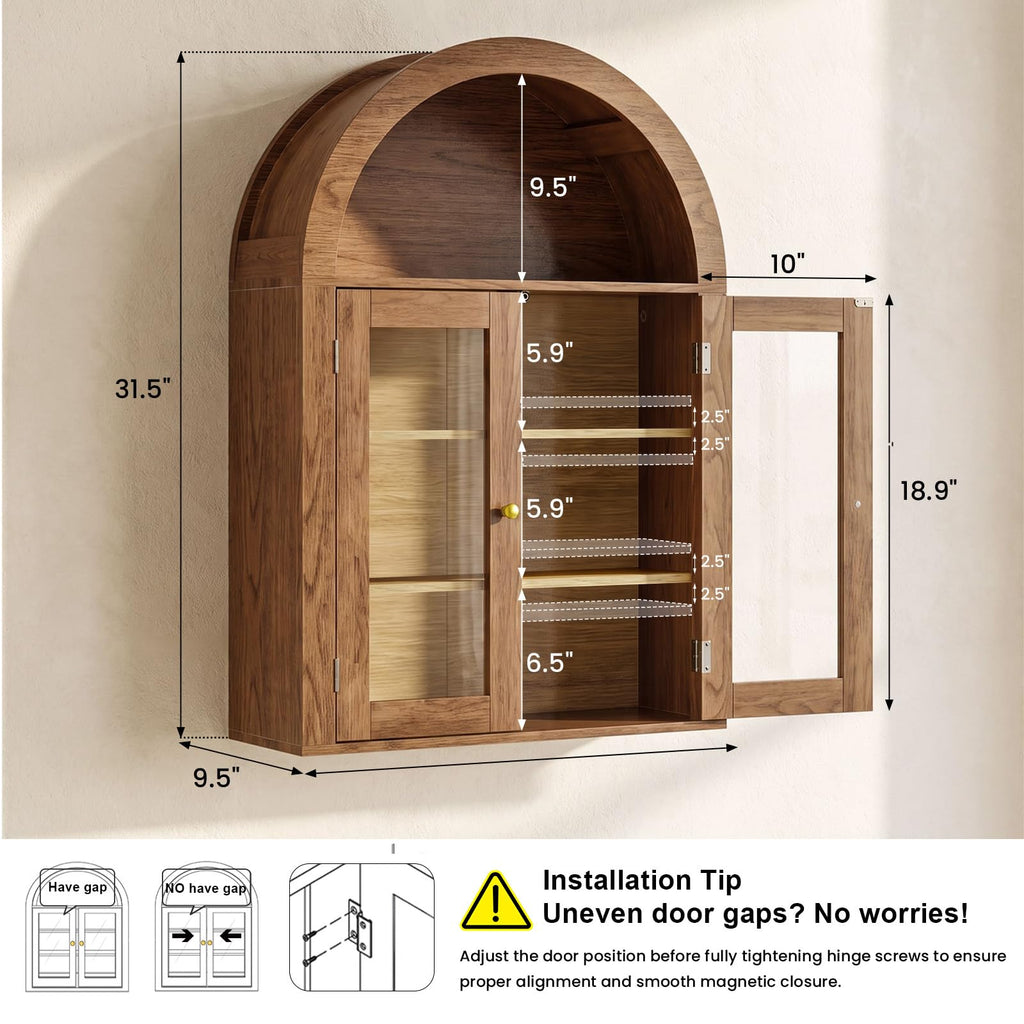 Wall Mount Medicine Cabinet with Glass Doors and Adjustable Shelves Q90676
