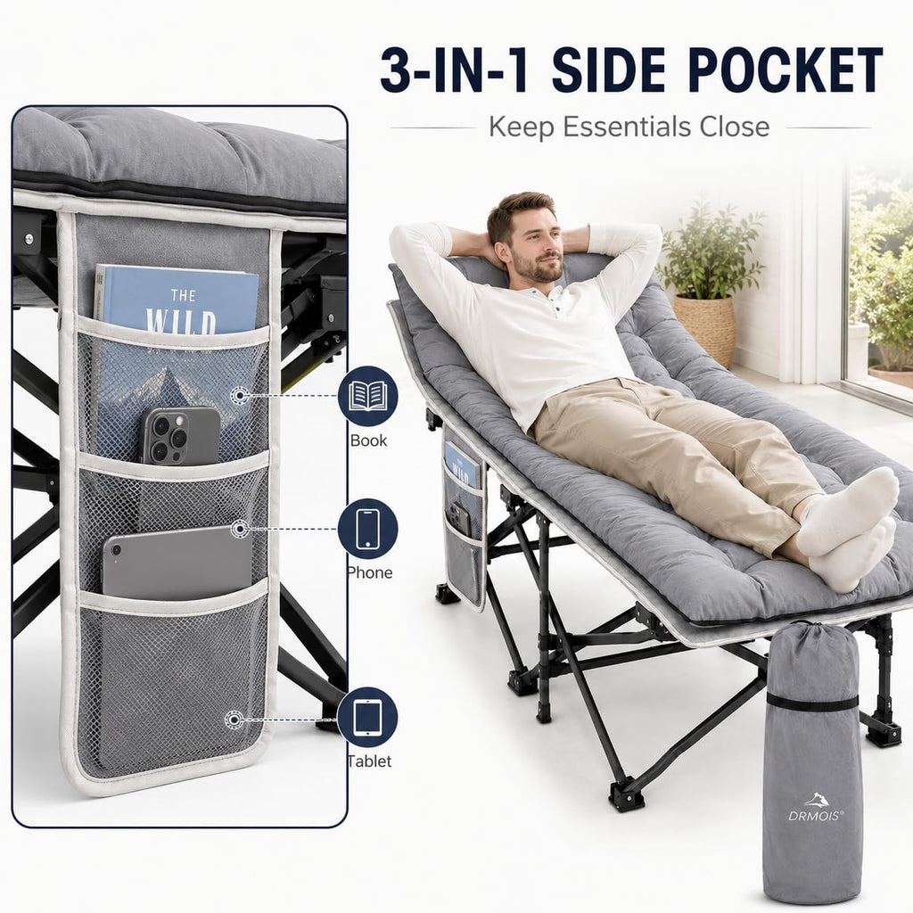 Oversized Portable Foldable Camping Cot with Sleeping Pad W68906