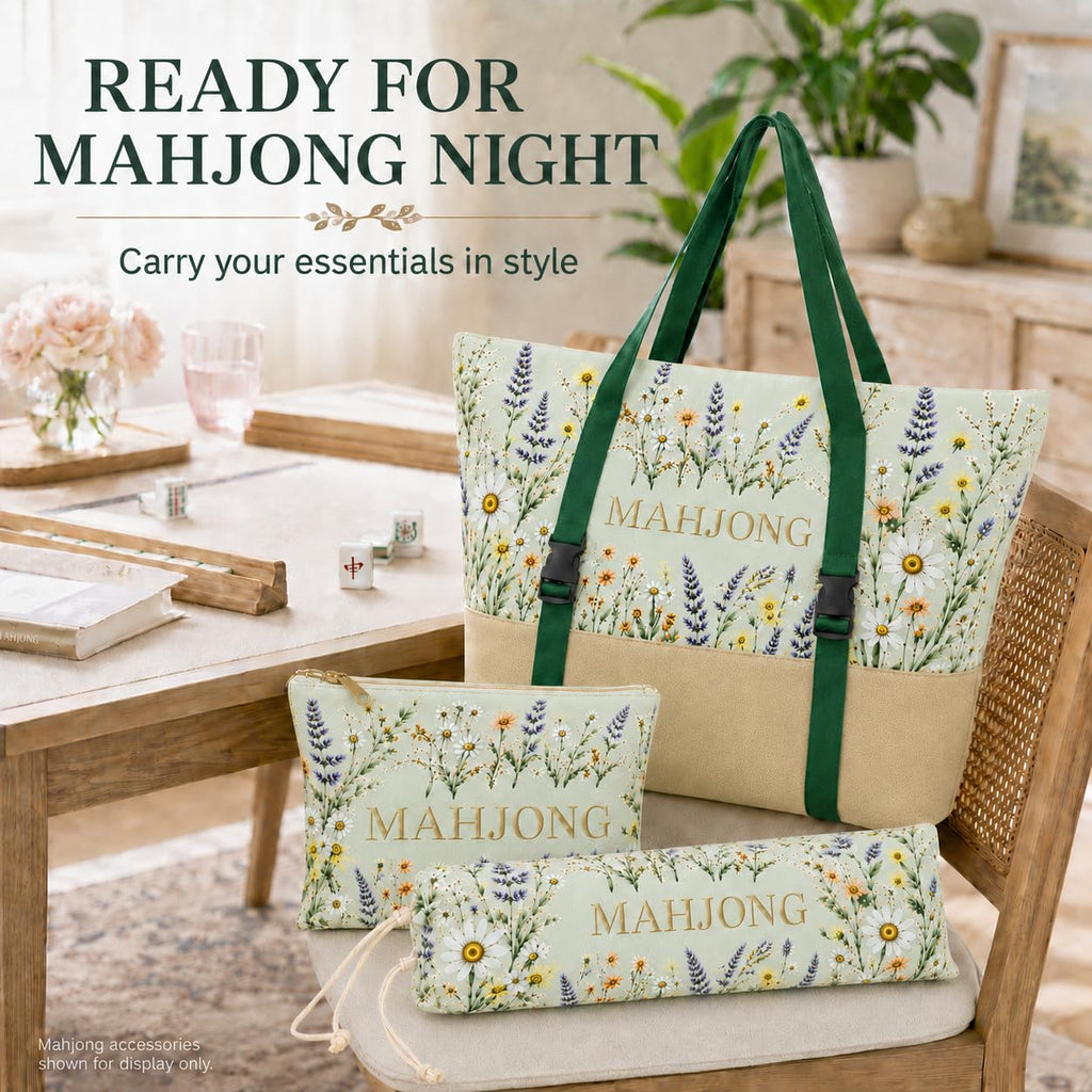 3-Piece Mahjong Bag Set with Mat Holder Straps K8602