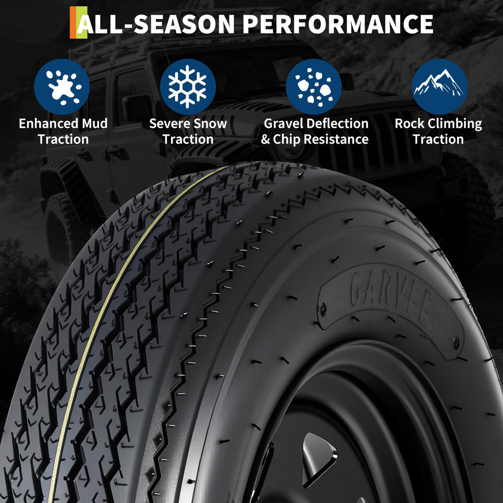 2-Pack 5.30-12 Trailer Tires with Rim, 6-Ply, 1050 LBS Load I9858