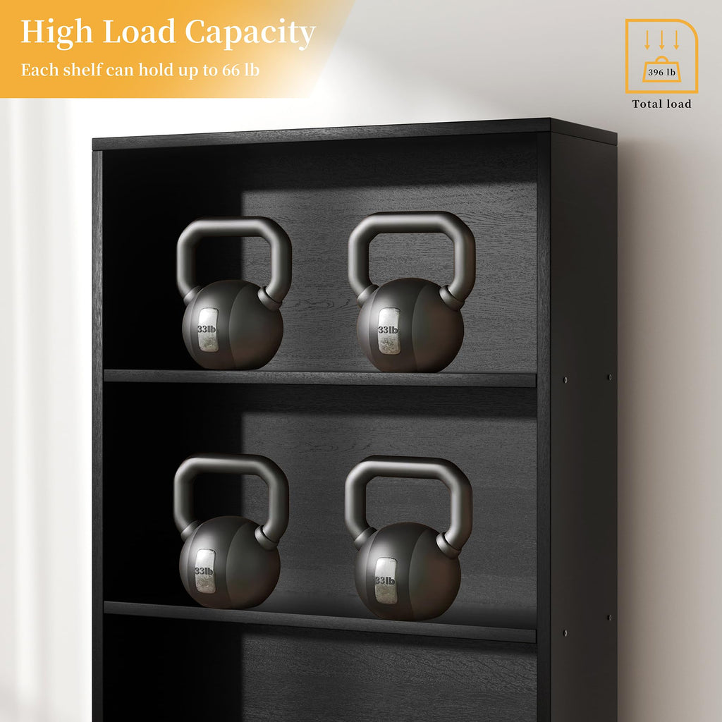 6-Tier Black Bookshelf E9958