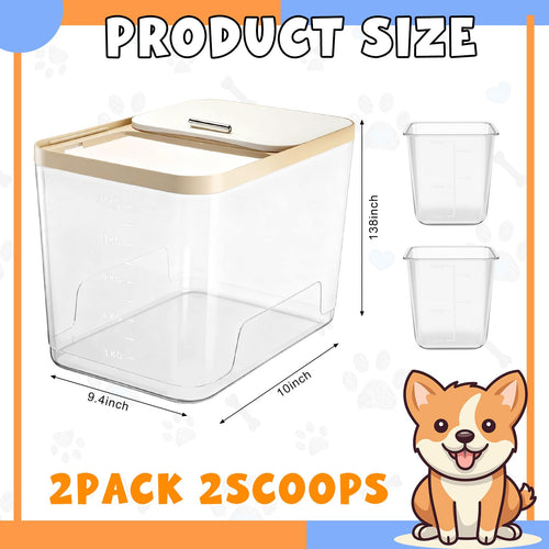 2 Pack 30 Lbs Airtight Dog Food Storage Container with Scoops Q554