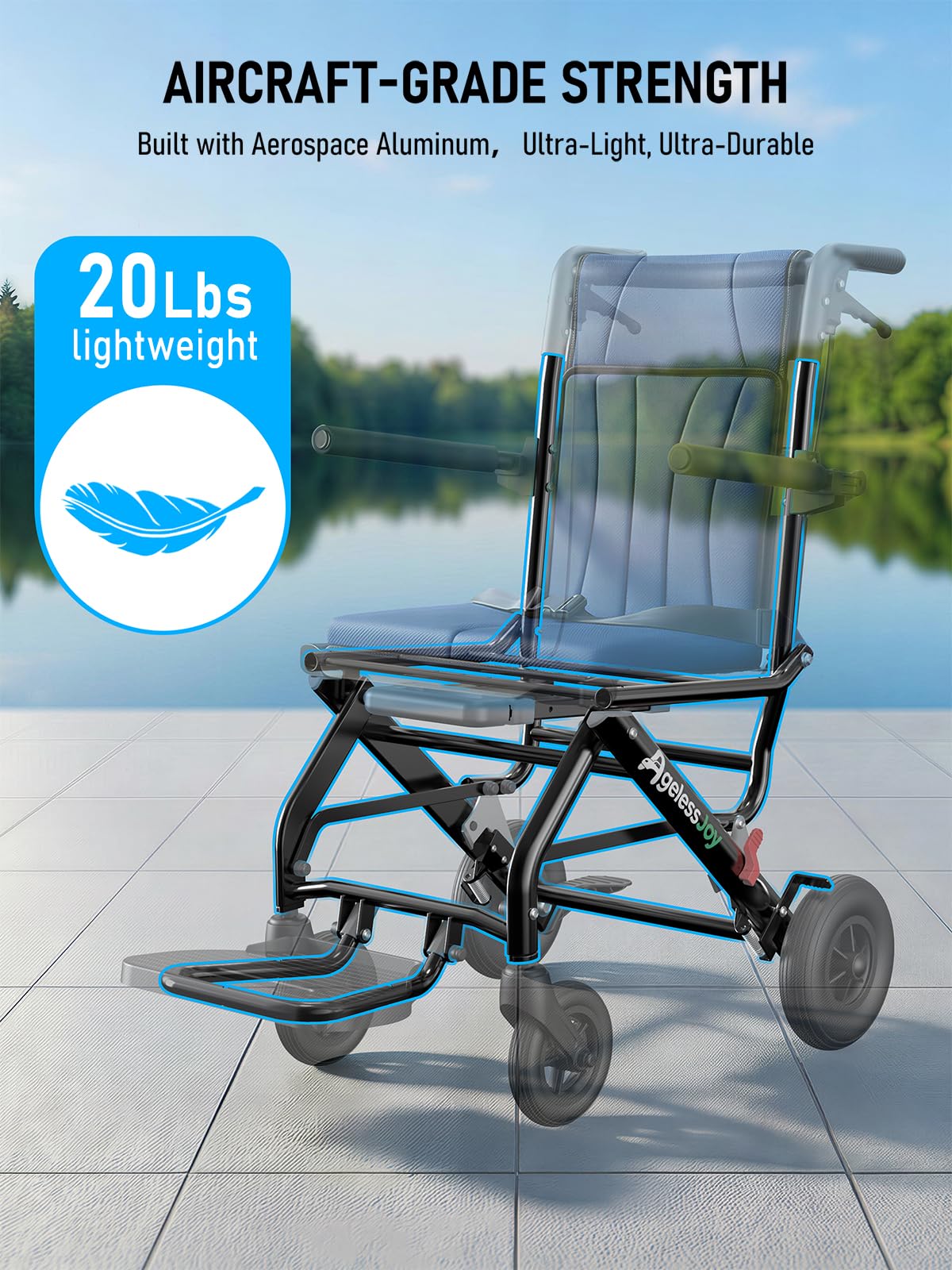 Blue Transport Wheelchair Q721
