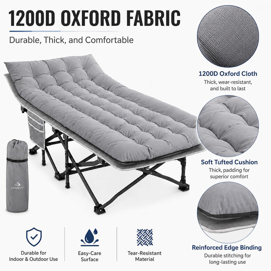 Oversized Portable Foldable Camping Cot with Sleeping Pad W68906