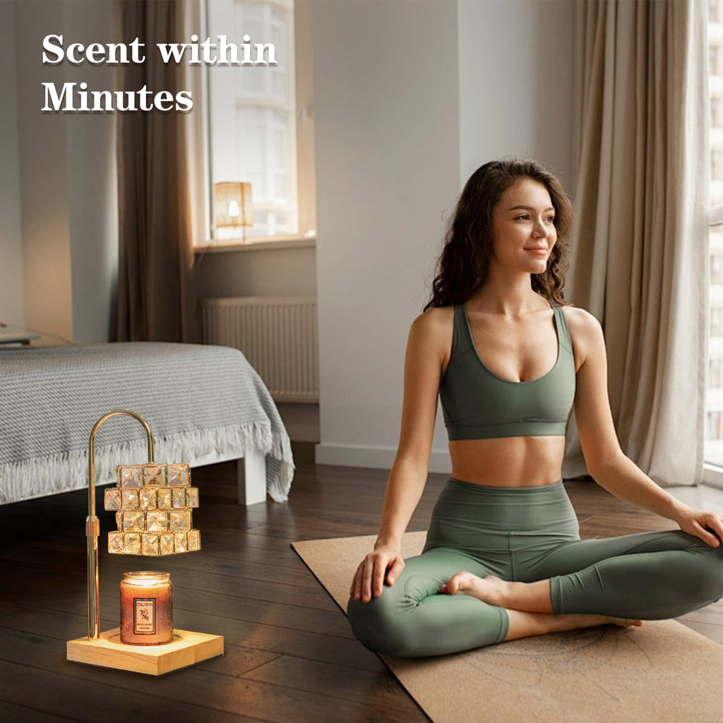 Candle Warmer Lamp with 2 Bulbs, Adjustable Dimmable Amber Glass H4604