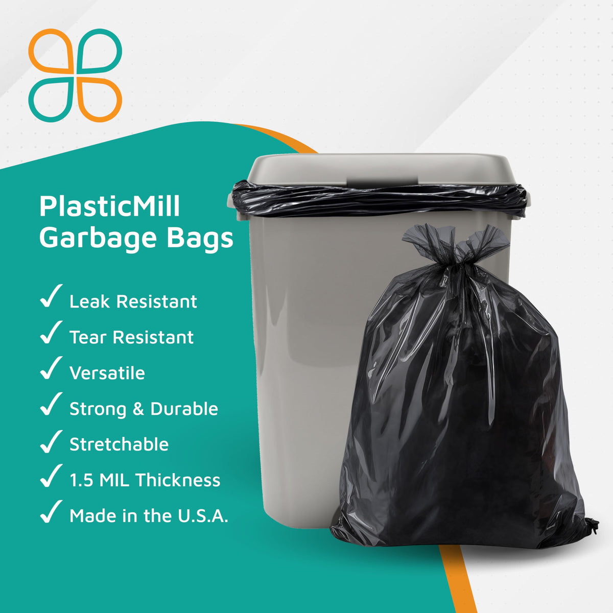 Black 42-Gallon 1.5 Mil Tall Trash Can Liners F110452