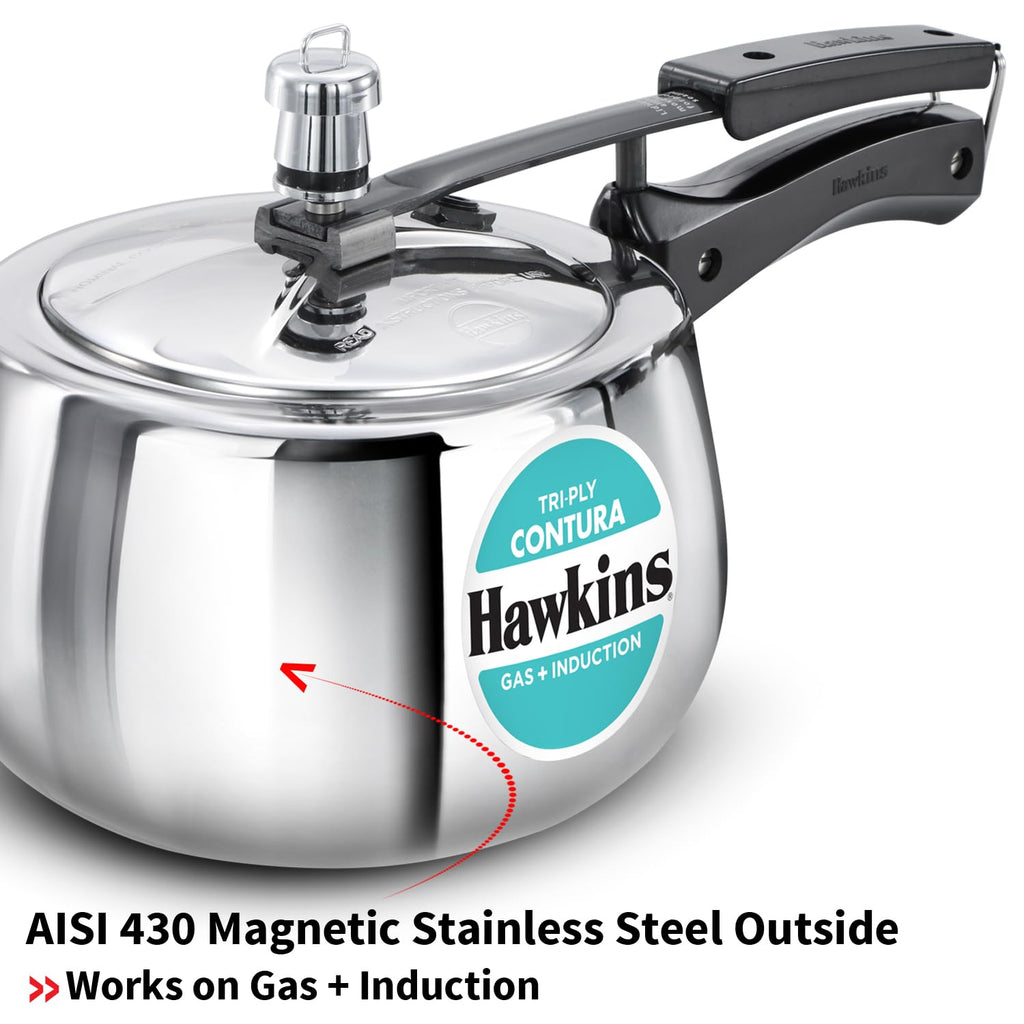 3 Litre Triply Stainless Steel Pressure Cooker C4592