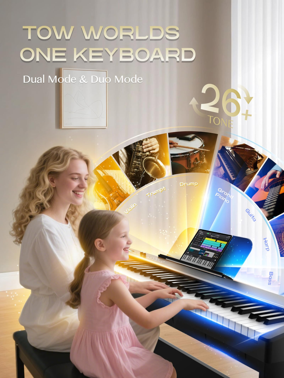 88-Key Weighted Action Digital Piano with Wooden Stand B12215