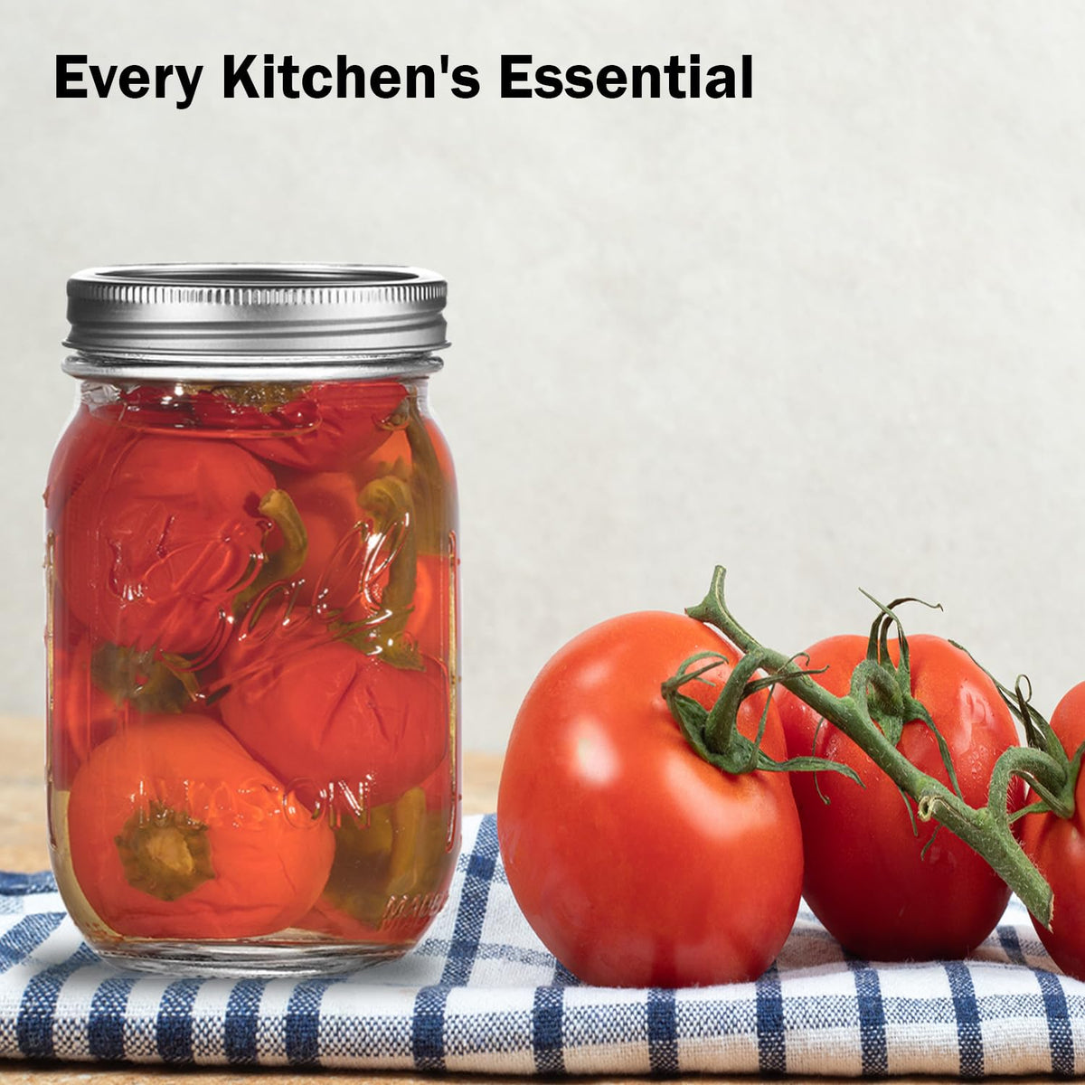 16 oz. Regular Mouth Mason Jars 12 Pack with Airtight Lids and Bands C7771