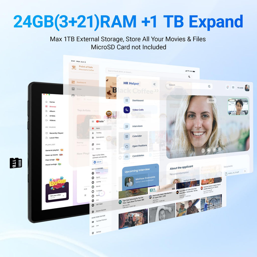 10.1" Android Tablet 24GB RAM 64GB ROM 6000mAh Q938