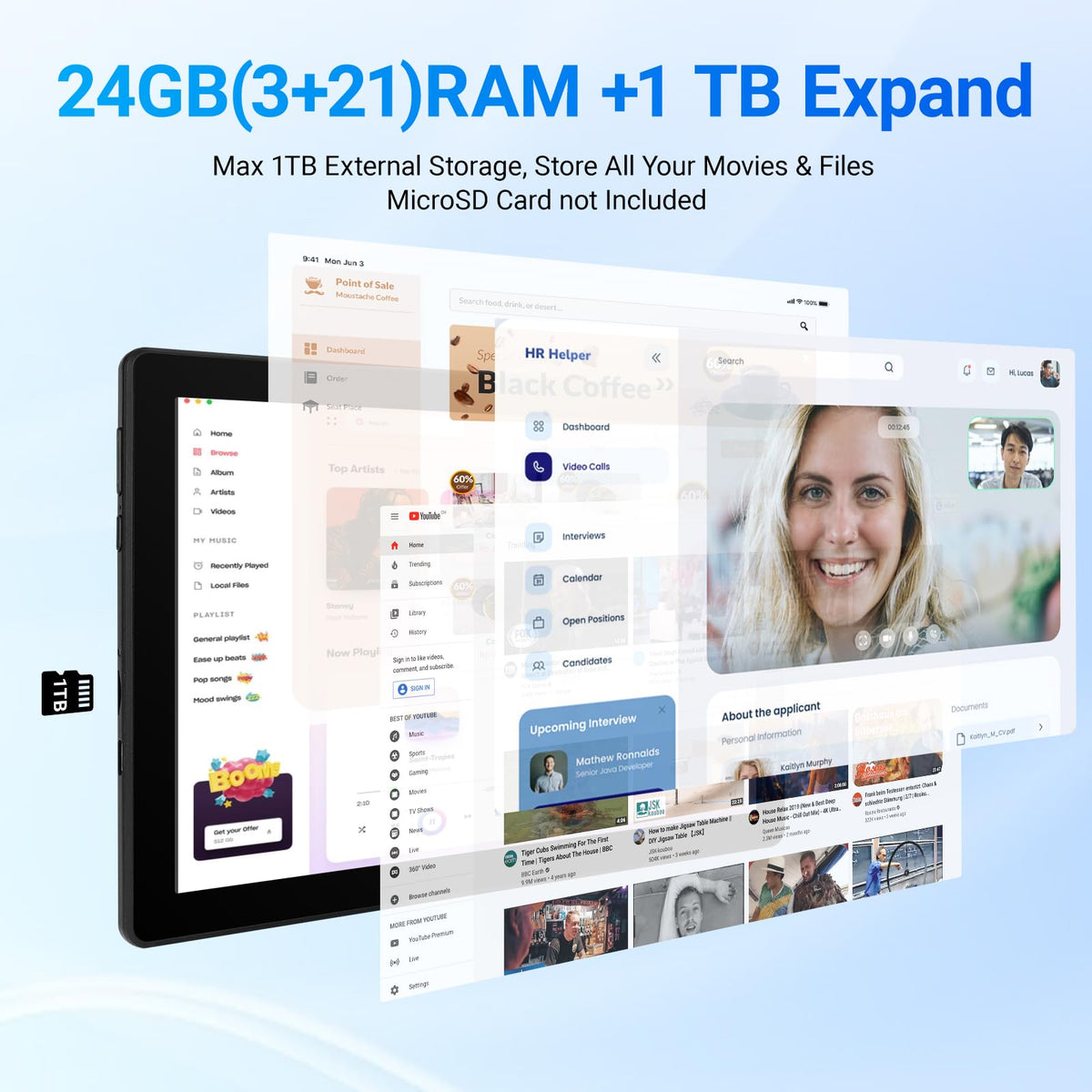10.1" Android Tablet 24GB RAM 64GB ROM 6000mAh Q938
