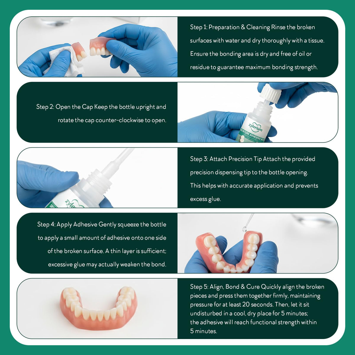 Denture Repair Kit Dental Glue 0.7OZ B880