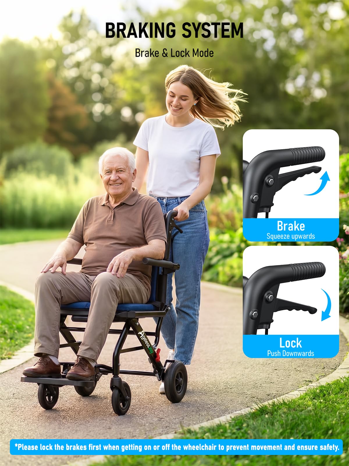 Blue Transport Wheelchair Q721