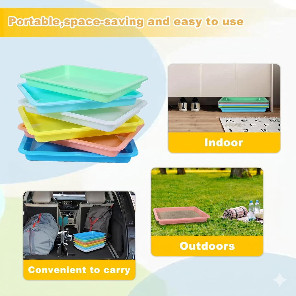 6 Pcs Low Entry Portable Litter Box with Scooper Y5370