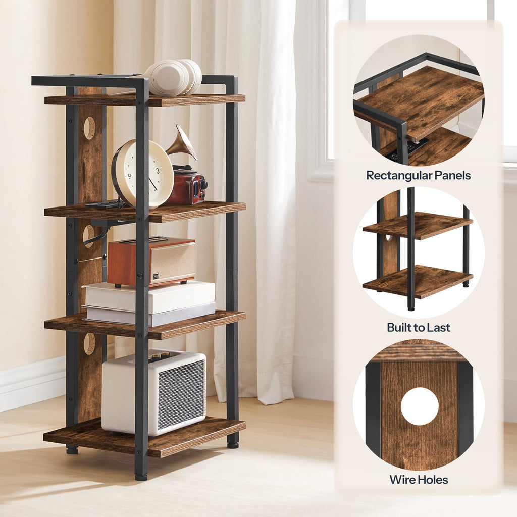 4-Tier Media Stand with Charging Station & LED Light B807